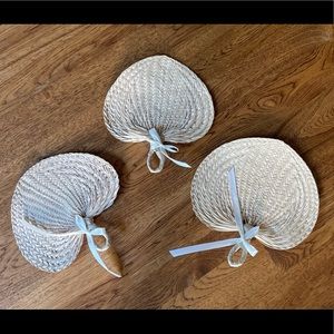 Hand fans, natural raffia